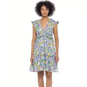 Banjanan Chandra Dress Small Blue Floral Cotton Pockets Cottage Prairie Feminine